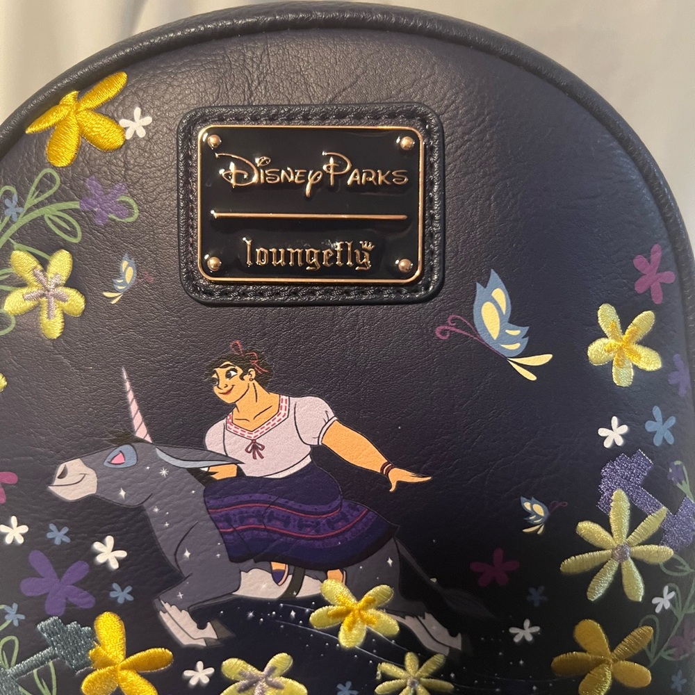 Loungefly Disney Navy Floral Backpack with Character Design - Picture 2 of 5